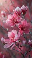 Close Up of Pink Flowers on Tree photo