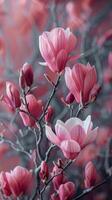 Close Up of Pink Flowers on Tree photo