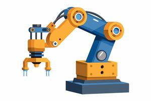 Cartoon robotic arm with machine, engineering, metal, robot, and toy vector