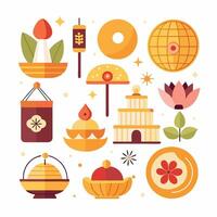 A depiction of religious icons in a flat design against a white backdrop vector