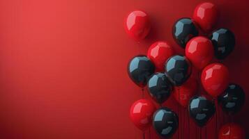 Red and Blue Balloons on Red Background photo