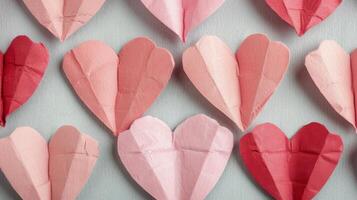 Colorful Sugar Hearts Spread Across a Surface With Soft Focus Background photo