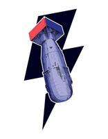 T-shirt design of an atomic bomb next to the thunder symbol on a white background. vector