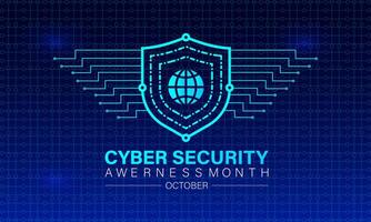 National Cyber Security Awareness Month is an annual campaign held every October to raise awareness about the importance of cybersecurity. Holiday concept. Template for background, banner, Vecto vector