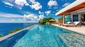 Large Swimming Pool by the Ocean photo