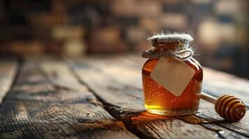 Jar of Honey With Wooden Spoon photo