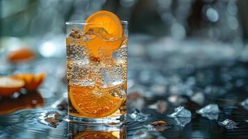Drink Garnished With Slice of Orange photo