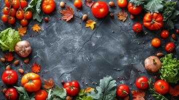 Circle of Tomatoes, Lettuce, and Vegetables photo