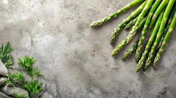 Bundle of Asparagus on Towel photo