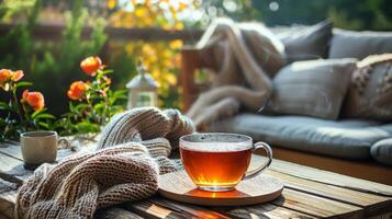 A Cup of Tea on Wooden Table photo
