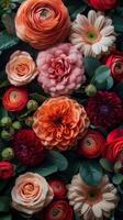 A Bunch of Red Roses With Green Leaves photo
