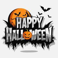 The image shows a pumpkin and bats, creating a festive Halloween atmosphere vector