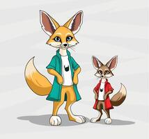 Cute Fox wearing cloths vector