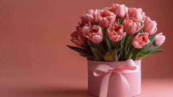 Pink Ribbon Wrapped Gift With Bow photo