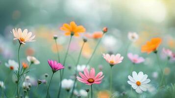 Colorful Wildflowers Blooming in a Spring Meadow photo