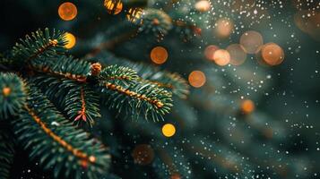Pine Tree Close Up With Background Lights photo