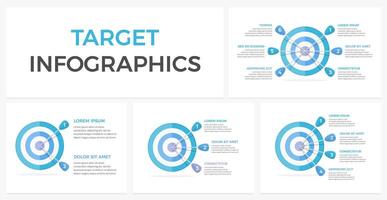 Infographic templates with target with different amount of arrows vector