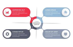 Circle diagram with 4 steps with place for your text and icons vector