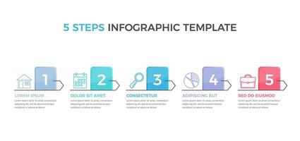 Infographic template with 5 steps with numbers and icons vector