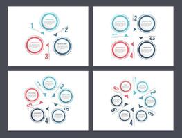 Four circle diagram templates - 3, 4, 5 and 6 elements vector