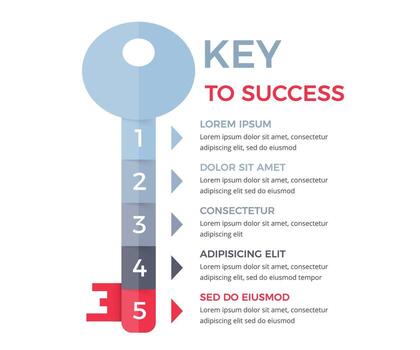 Key to success - infographic template with 5 elements for your text vector