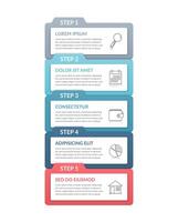 Infographic template with 5 steps with place for text and icons vector