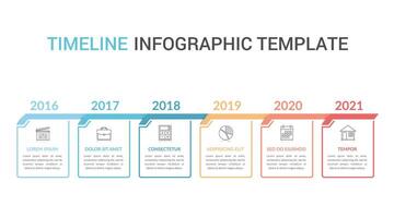 Horizontal timeline template with six elements vector