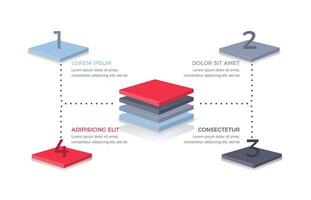 Infographic template with 4 elements with 3D squares vector