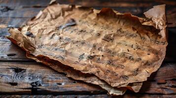 Old Sheet of Paper With Music Notes photo