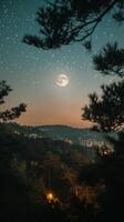 Majestic Night Sky With Stars and Full Moon photo