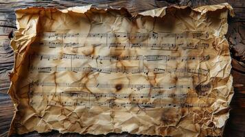Old Sheet of Paper With Music Notes photo