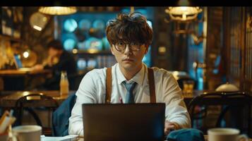 Man Working at Laptop photo