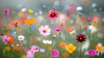 Colorful Wildflowers Blooming in a Spring Meadow photo
