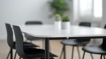 Modern Office Workspace With Succulent Plants on White Table photo