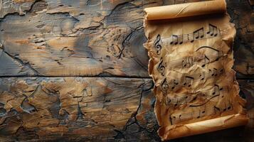 Old Sheet of Paper With Music Notes photo