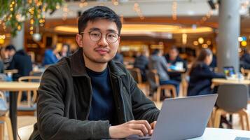 Man Working at Laptop photo