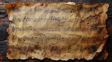 Old Sheet of Paper With Music Notes photo