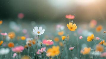 Colorful Wildflowers Blooming in a Spring Meadow photo