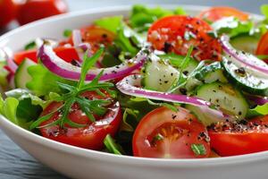 White Bowl Filled With Salad and Fork photo