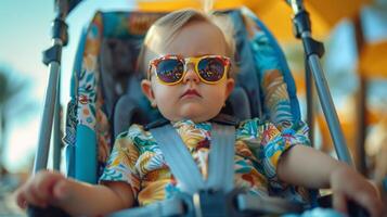 Little Girl in Sunglasses Swinging photo