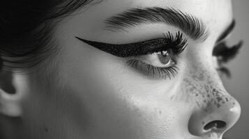 Woman With Freckles in Black and White photo