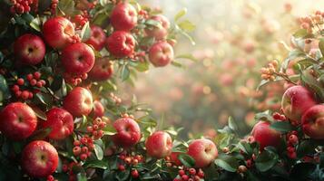 Cluster of Apples Hanging From Tree Branches photo