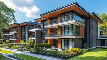 Tall Orange Building With Balconies photo