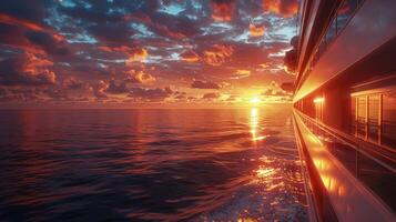 Cruise Ship Sailing in the Ocean at Sunset photo
