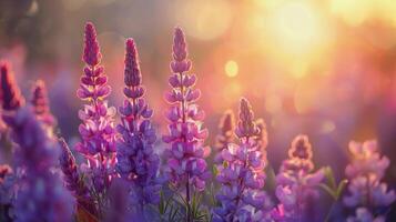 Lavender Field With Sun photo