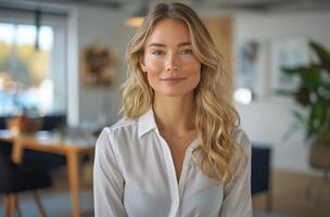 Woman Standing in Office With Hands on Hips photo