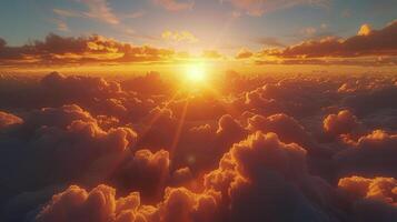 Sun Setting Over Clouds photo