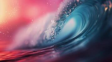 Colorful Water Splash Against a Gradient Background at Sunset photo