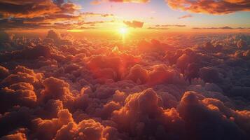 Sun Setting Over Clouds photo