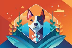 Colorful dog portrait with nature background vector